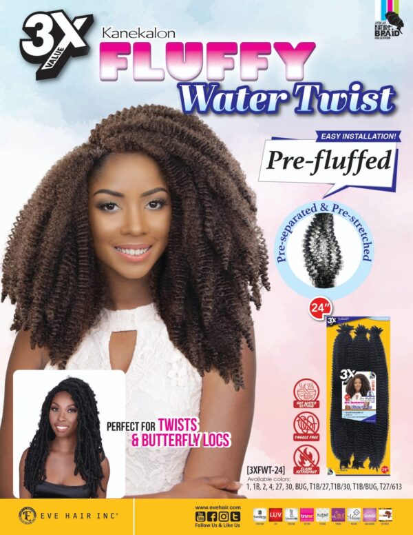 3X Eve fluffy 24 pouce water twist